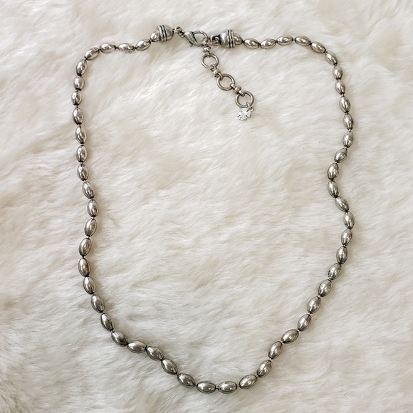 ANTIQUED Silver Tone Oval Ball Chain Necklace Adjustable - Picture 5 of 5